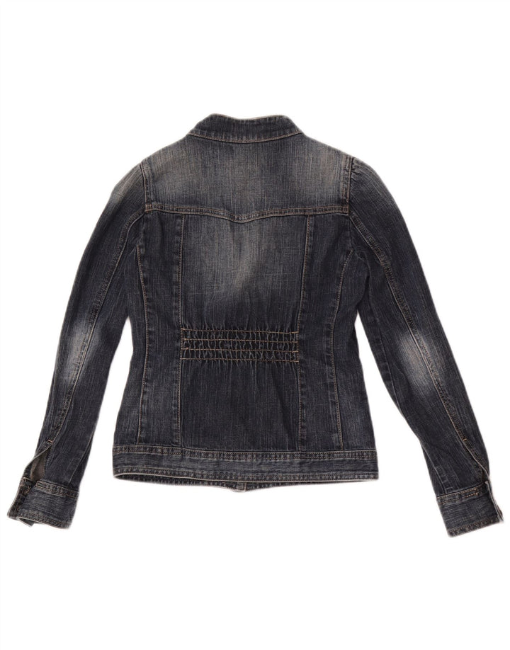 Benetton Girls Denim Jacket 8-9 Years Large Navy Blue Cotton