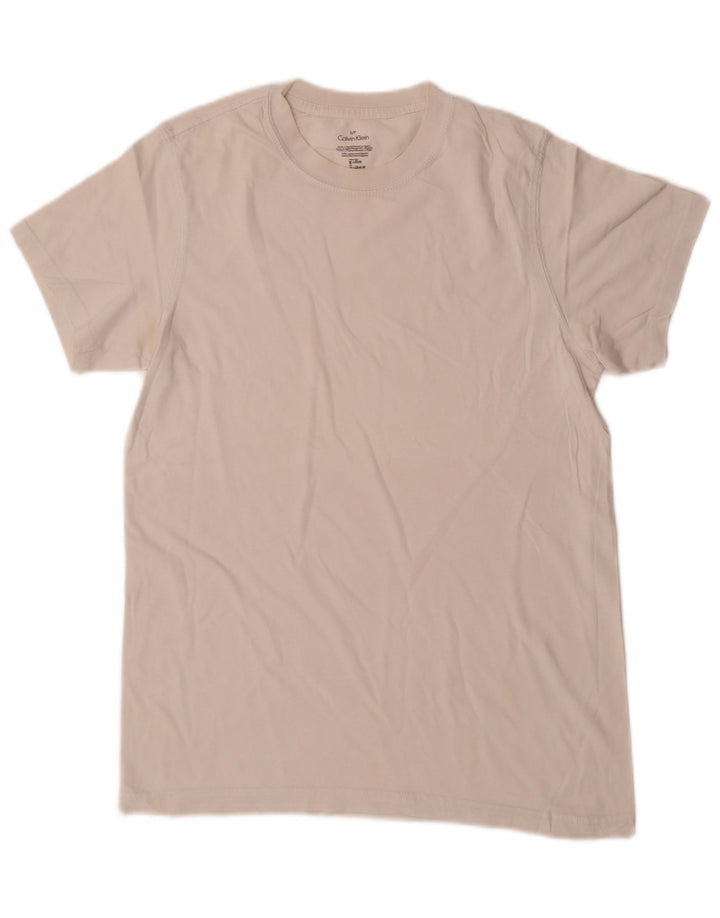 CALVIN KLEIN Mens T-Shirt Top Small Off White Cotton