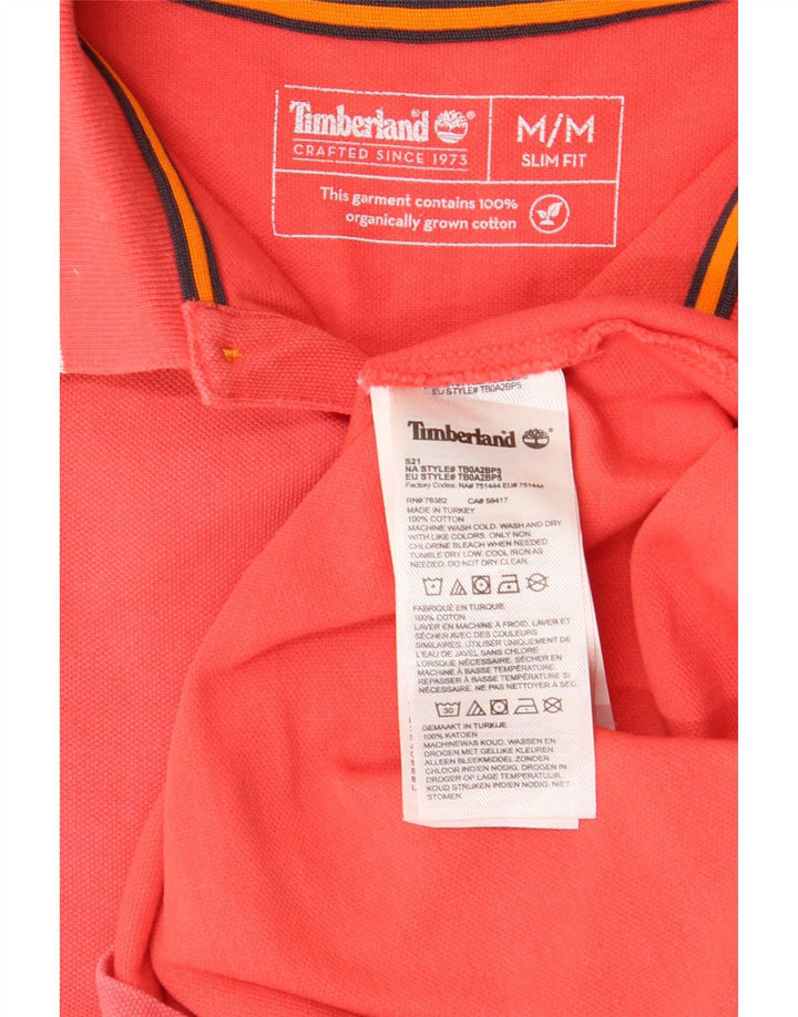 Timberland Mens Slim Fit Polo Shirt Medium Pink Cotton