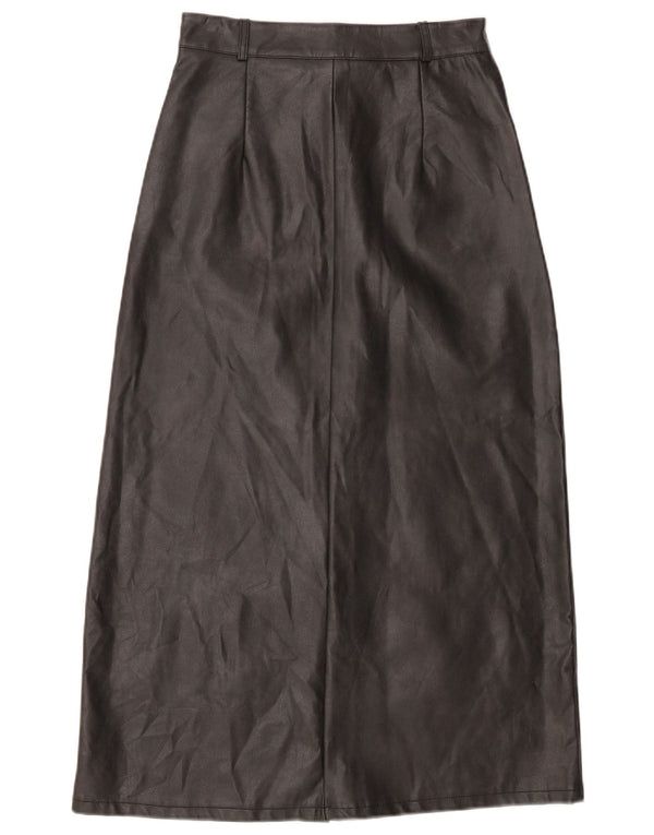 Vintage Womens Faux Fur Skirt Small W26  Black Polyurethane