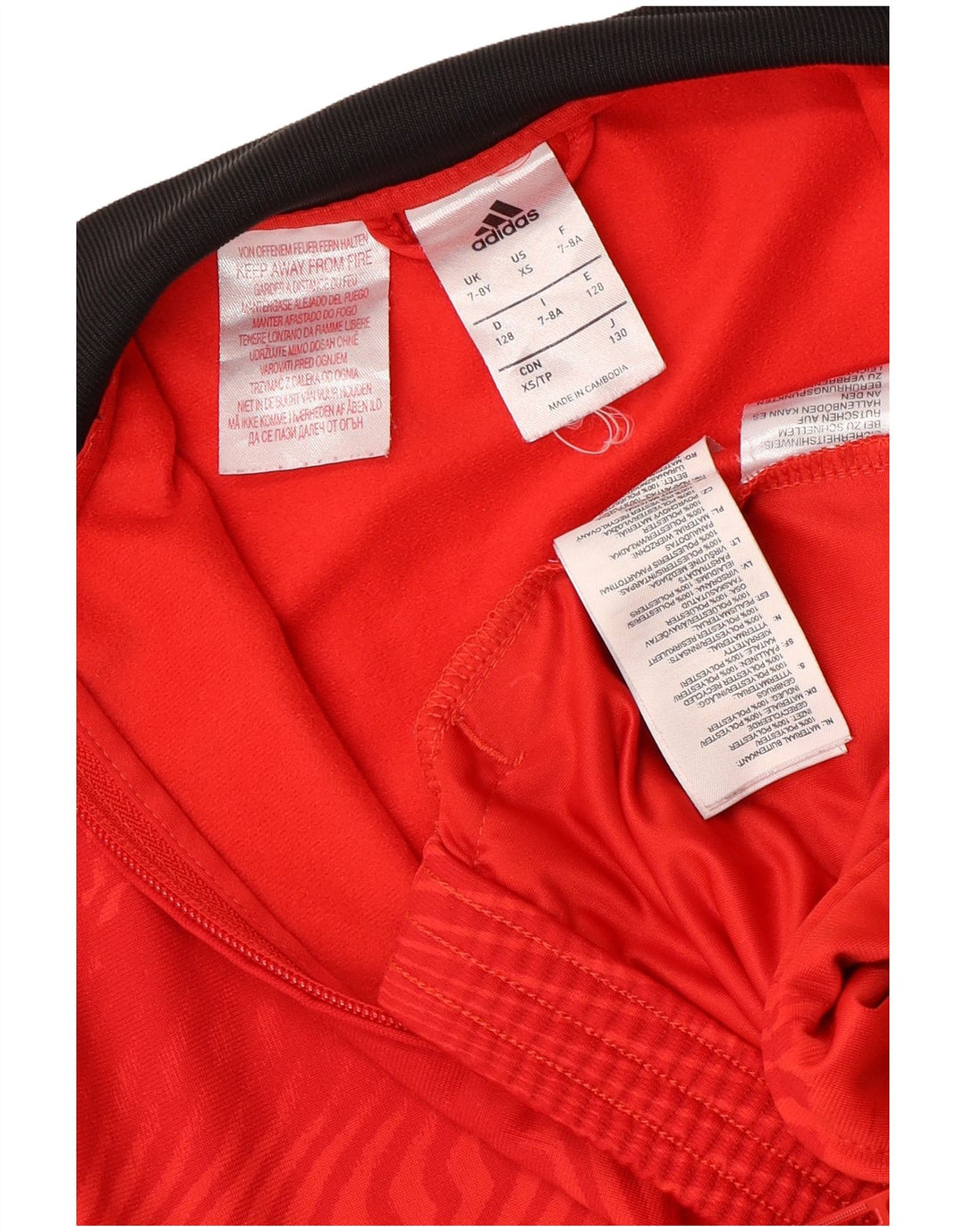 ADIDAS Boys Graphic Tracksuit Top Jacket 7-8 Years Red Colourblock