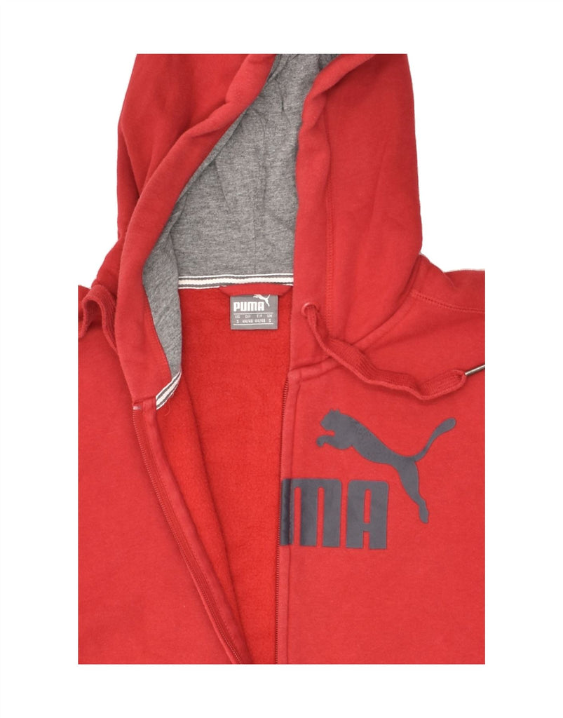 PUMA Mens Graphic Zip Hoodie Sweater Small Red Cotton | Vintage Puma | Thrift | Second-Hand Puma | Used Clothing | Messina Hembry 