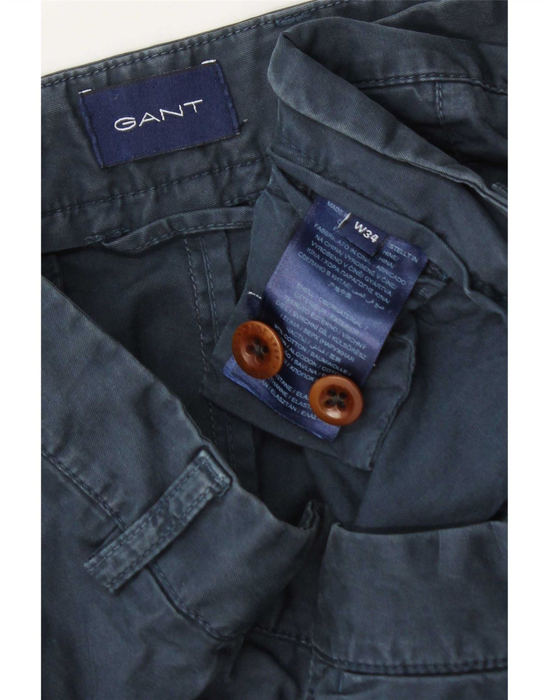 Gant Mens Chino Shorts W34 Large Navy Blue Cotton