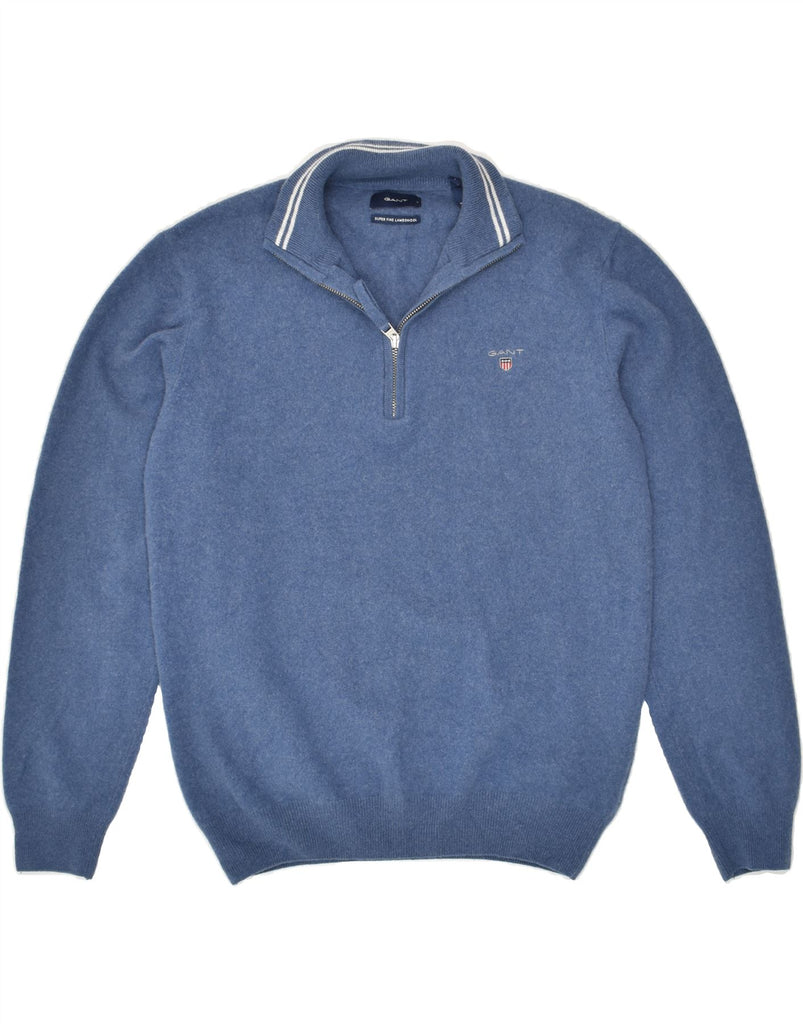 GANT Mens Zip Neck Jumper Sweater Large Blue Lambswool | Vintage Gant | Thrift | Second-Hand Gant | Used Clothing | Messina Hembry 