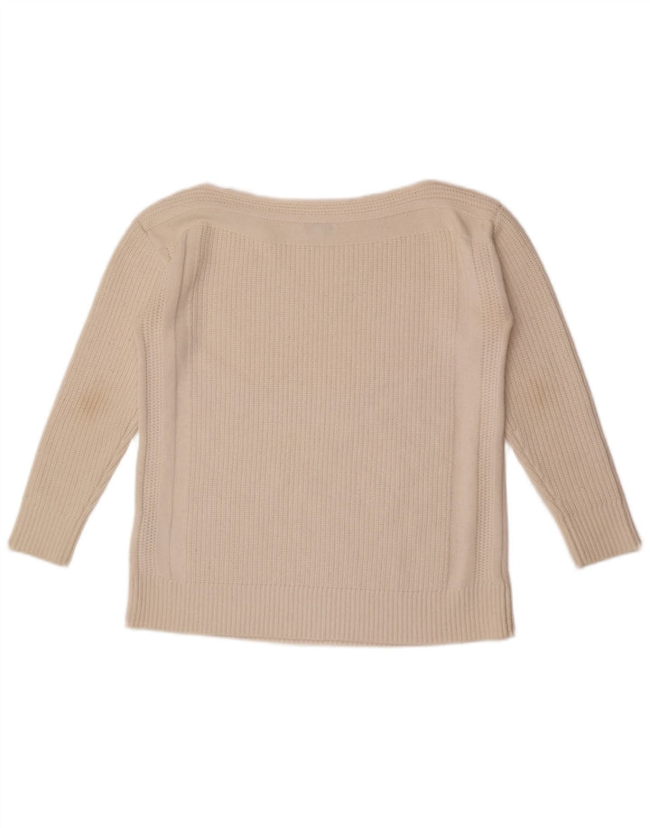 Reiss Womens Oversized Boat Neck Jumper Sweater UK 10 Small White Wool