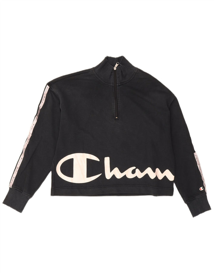 Champion Womens Oversized Graphic Sweatshirt Jumper UK 16 Large Black