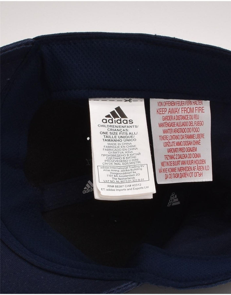ADIDAS Mens Graphic Baseball Cap One Size Navy Blue Cotton | Vintage Adidas | Thrift | Second-Hand Adidas | Used Clothing | Messina Hembry 