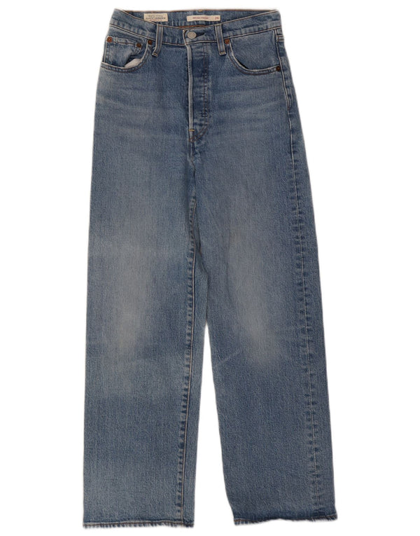 Levi's Womens Ribcage High Waist Straight Jeans W26 L27 Blue Cotton