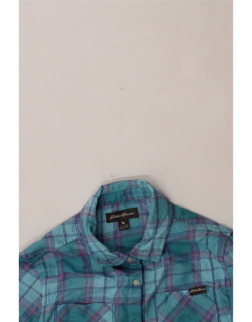 EDDIE BAUER Girls Flannel Shirt 13-14 Years Large Blue Check Polyester Vintage Eddie Bauer and Second-Hand Eddie Bauer from Messina Hembry 