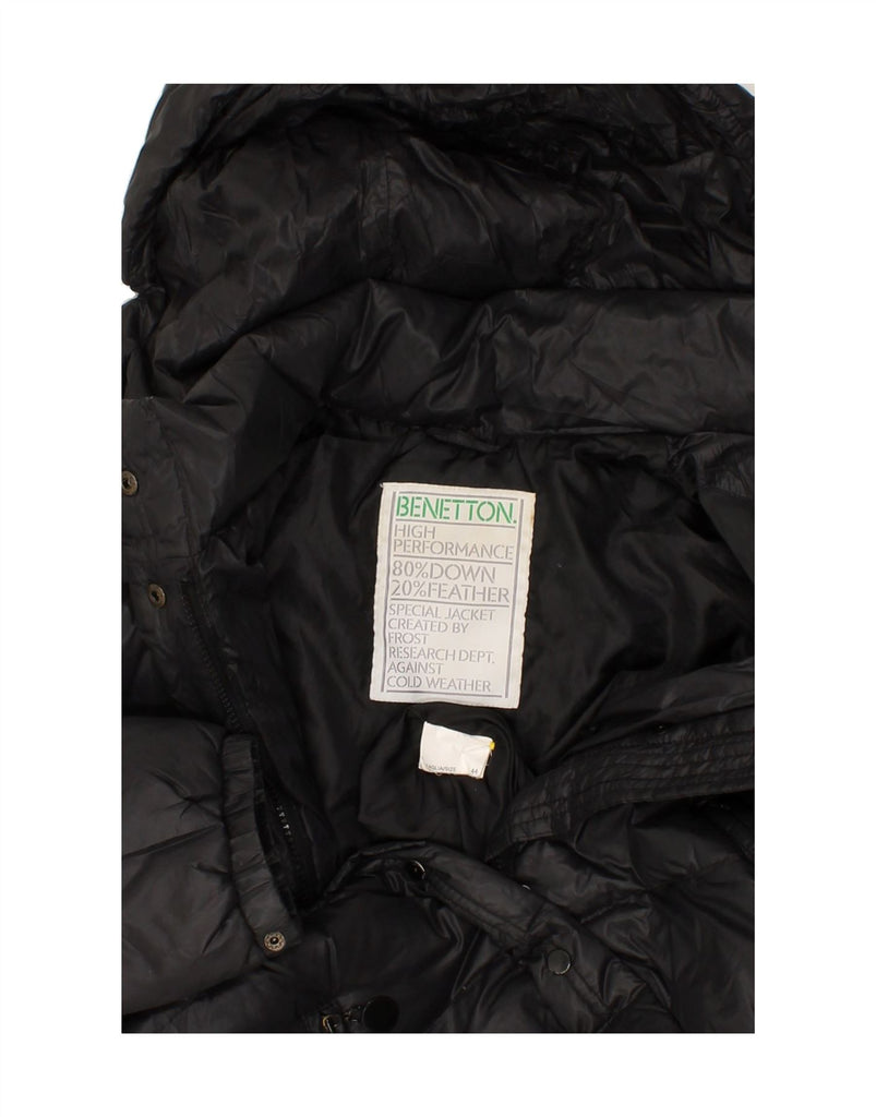 BENETTON Womens Hooded Padded Coat IT 44 Medium Black Vintage Benetton and Second-Hand Benetton from Messina Hembry 