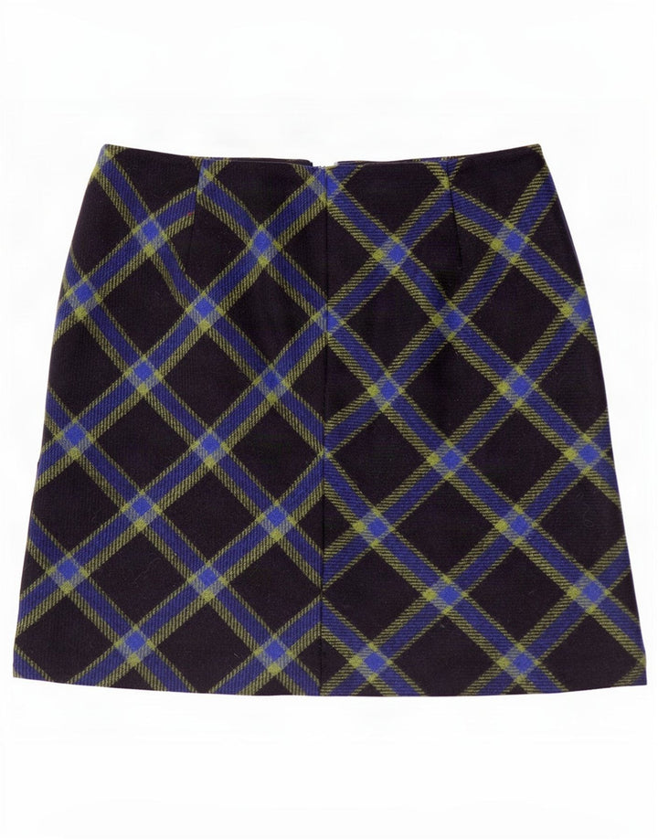 Hobbs Womens Mini Skirt UK 14 Large W32 Navy Blue Check Wool