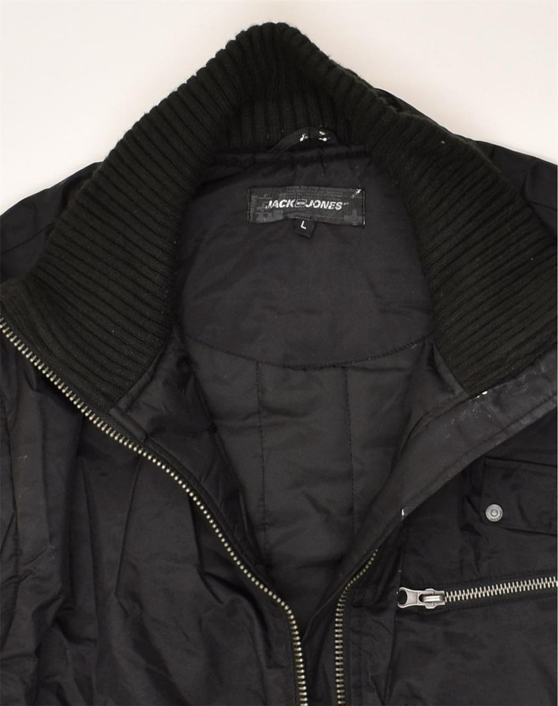 JACK & JONES Mens Bomber Jacket UK 40 Large Black Nylon | Vintage Jack & Jones | Thrift | Second-Hand Jack & Jones | Used Clothing | Messina Hembry 