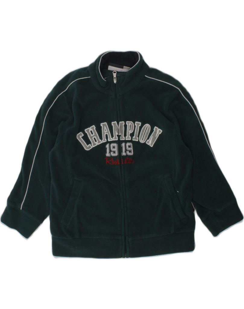 CHAMPION Boys Graphic Fleece Jacket 5-6 Years XS Green Polyester | Vintage Champion | Thrift | Second-Hand Champion | Used Clothing | Messina Hembry 