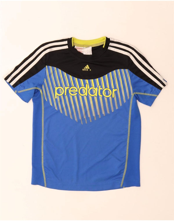 Adidas Boys Predator Graphic T-Shirt Top 11-12 Years Blue Colourblock