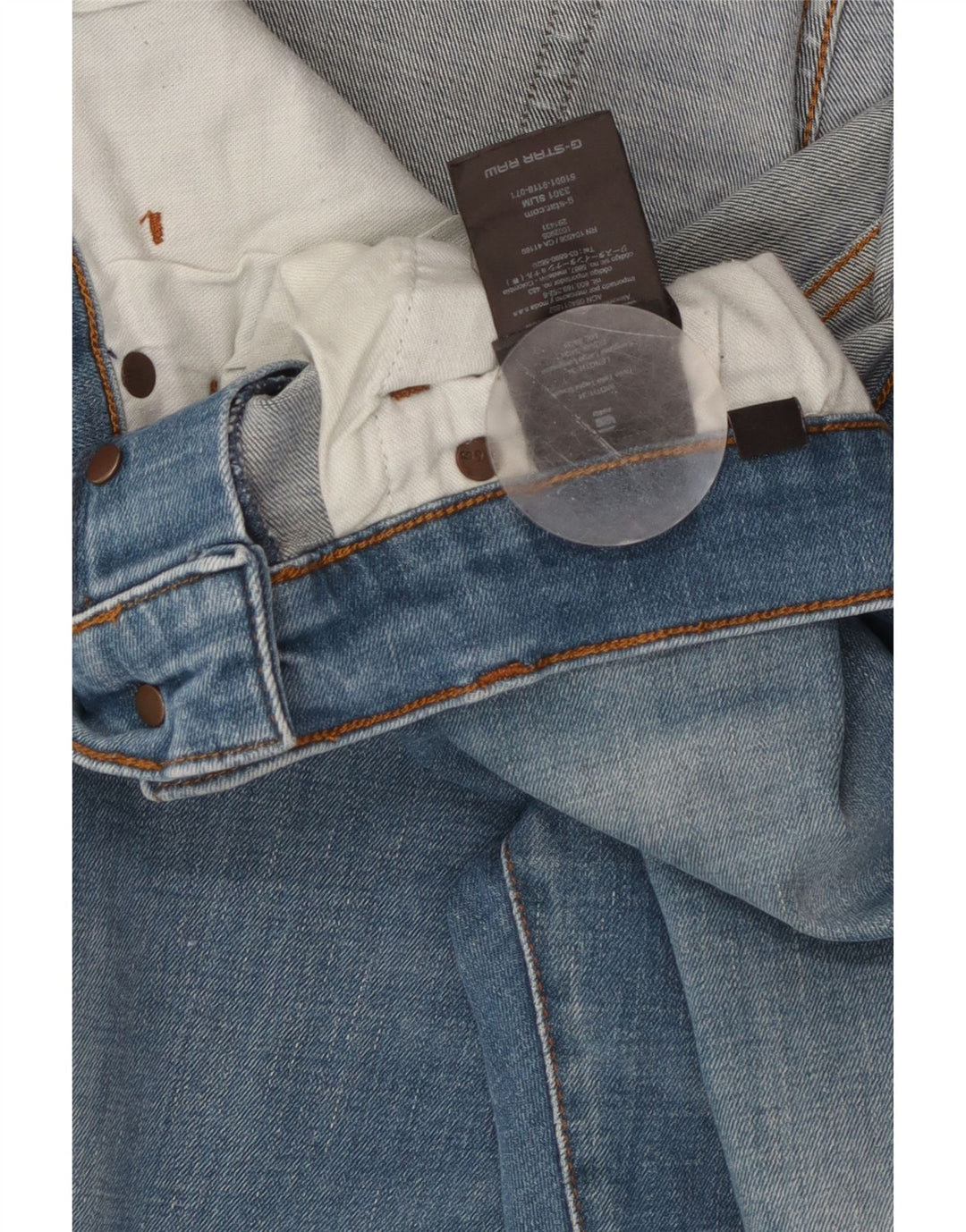 G-STAR Mens 3301 Slim Jeans W34 L34 Blue Cotton