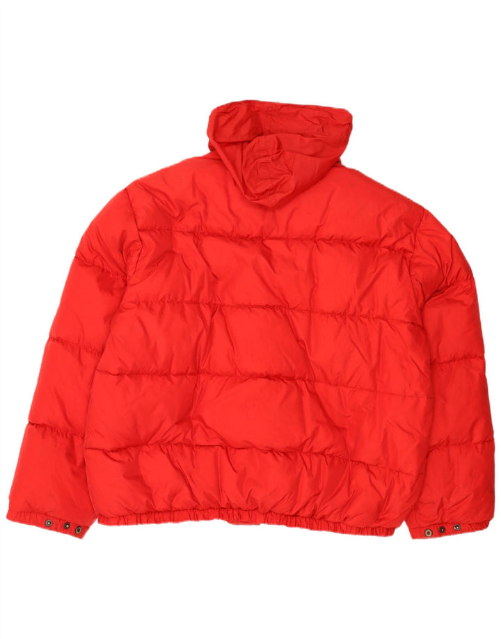 Vintage Mens Hooded Padded Jacket UK 40 Large Red Polyamide