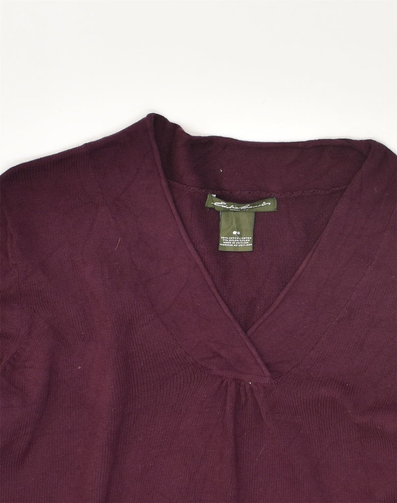 EDDIE BAUER Womens V-Neck Jumper Sweater UK 16 Large Purple Cotton | Vintage Eddie Bauer | Thrift | Second-Hand Eddie Bauer | Used Clothing | Messina Hembry 