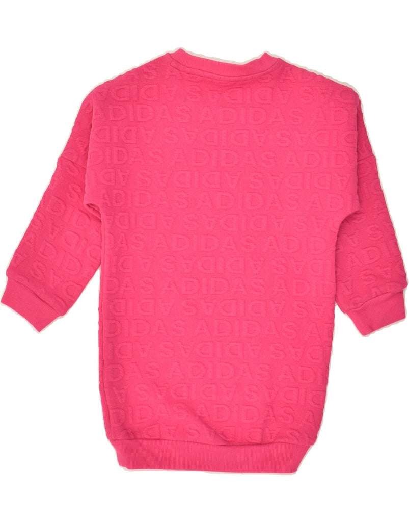 ADIDAS Girls Graphic Jumper Dress 3-4 Years Pink Cotton | Vintage Adidas | Thrift | Second-Hand Adidas | Used Clothing | Messina Hembry 