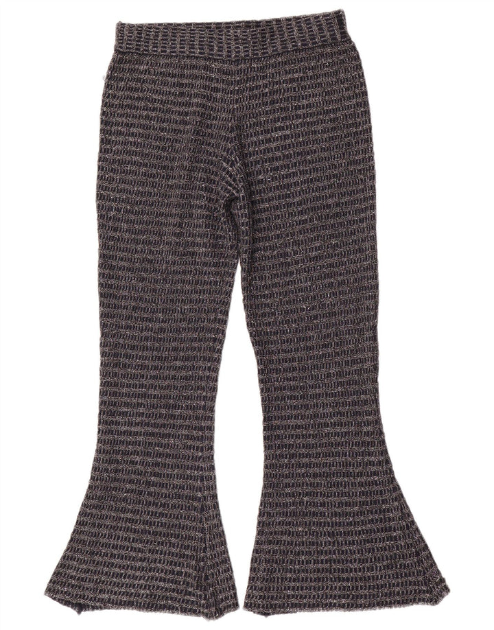 Zara Womens Knit Flare Trousers Medium W30 L30 Navy Blue Striped Polyester