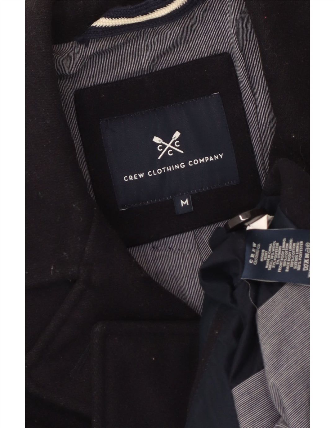 Crew Clothing Mens Pea Coat UK 38 Medium Navy Blue Wool