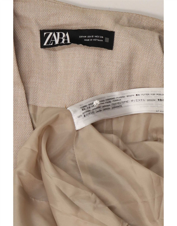 Zara Womens 1 Button Blazer Jacket EU 44 XL Beige Polyester