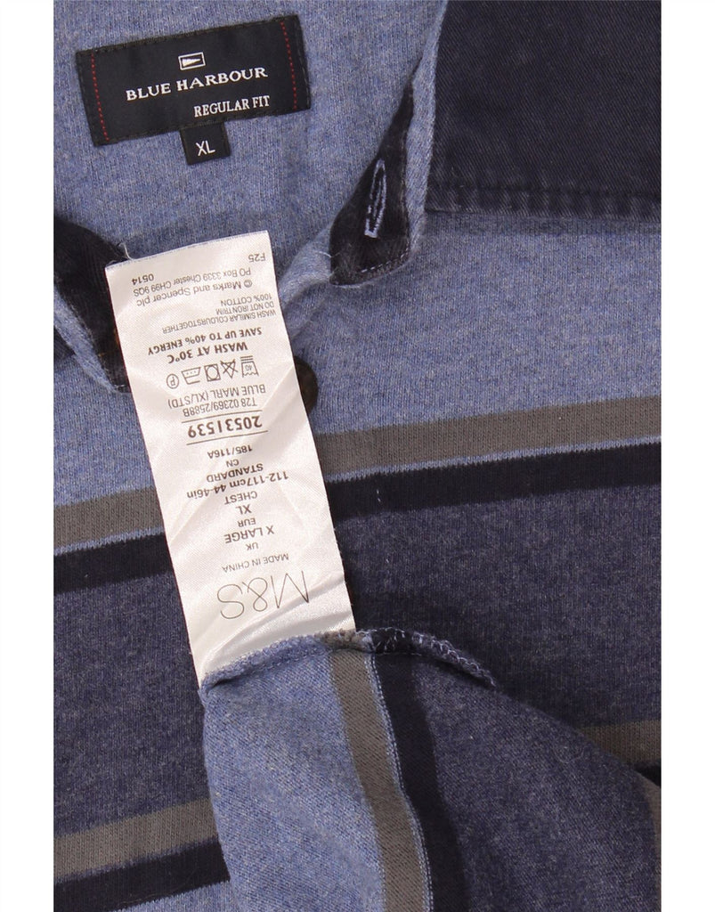MARKS & SPENCER Mens Blue Harbour Regular Fit Rugby Polo Shirt XL Blue Vintage Marks & Spencer and Second-Hand Marks & Spencer from Messina Hembry 