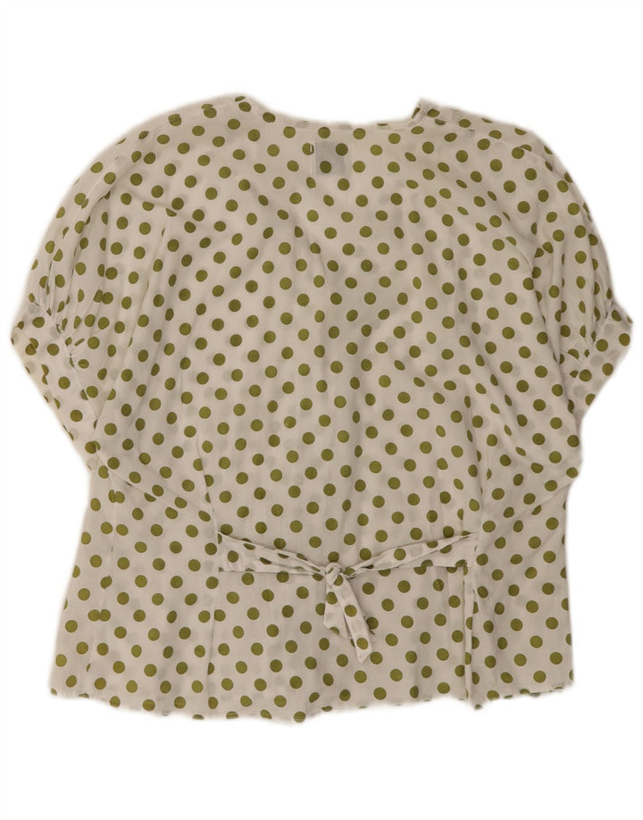 Benetton Womens Short Sleeve Shirt Blouse IT 44 Medium White Polka Dot