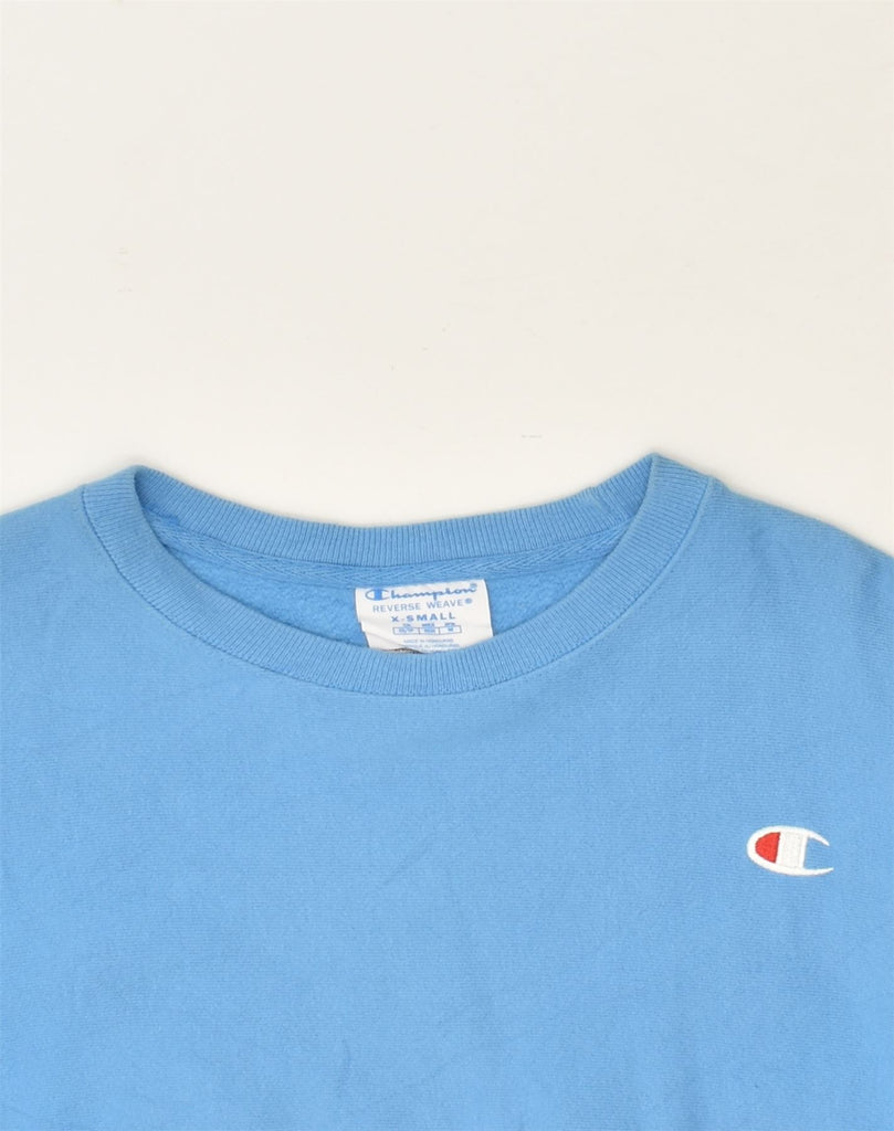 CHAMPION Womens Oversized Sweatshirt Jumper UK 6 XS Blue Cotton | Vintage Champion | Thrift | Second-Hand Champion | Used Clothing | Messina Hembry 