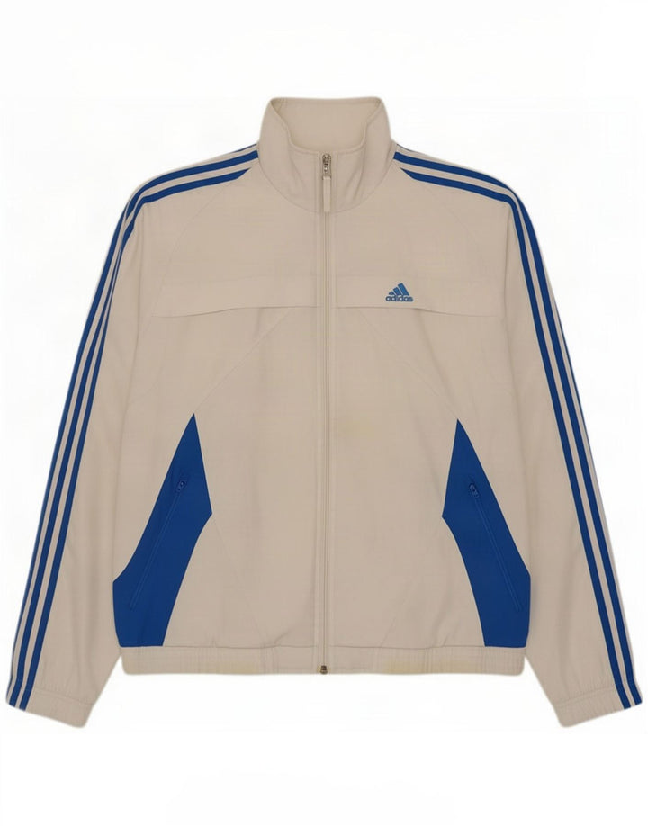 Adidas Mens Tracksuit Top Jacket UK 36/38 Small White Colourblock Polyester