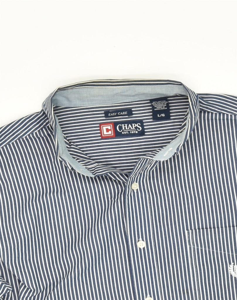 CHAPS Mens Shirt Large Blue Striped Cotton | Vintage Chaps | Thrift | Second-Hand Chaps | Used Clothing | Messina Hembry 