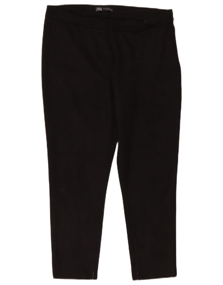 Zara Womens Tapered Cropped Trousers 2XL W34 L25 Black Polyester