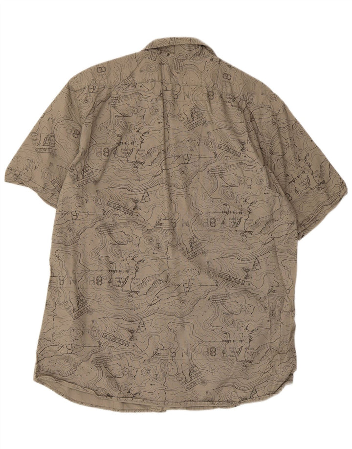 Eddie Bauer Mens Abstract Pattern Classic Fit Shirt Large Beige Cotton