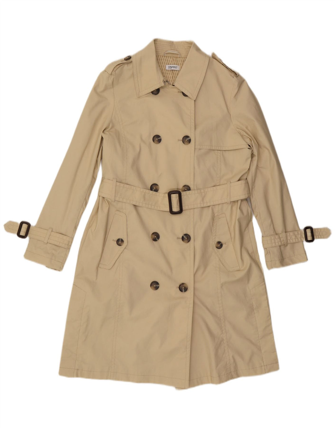 Esprit Womens Trench Coat UK 14 Large Beige Cotton