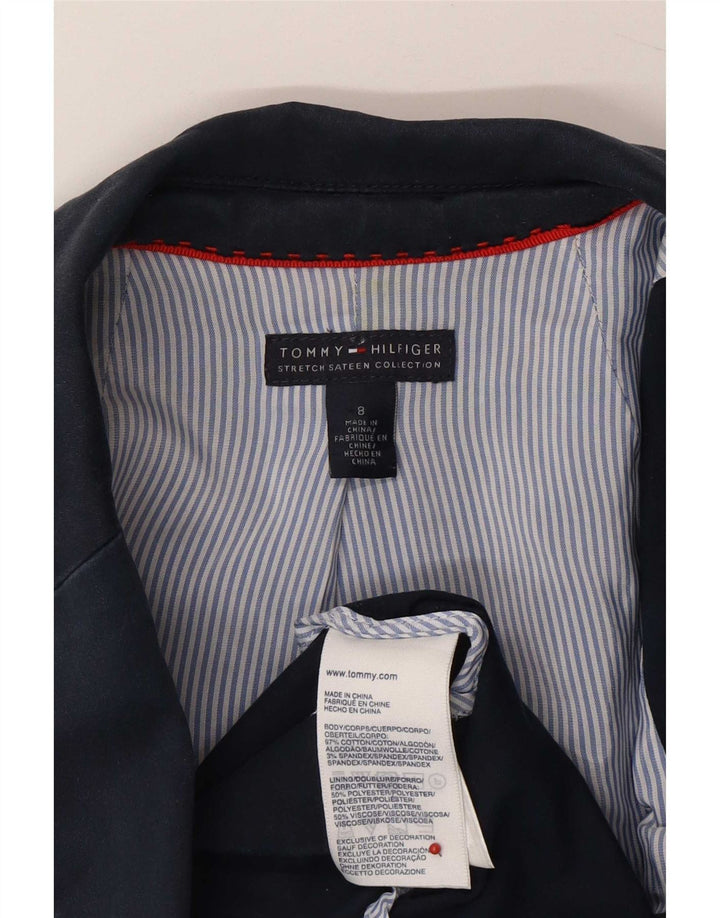 Tommy Hilfiger Womens 2 Button Blazer Jacket US 8 Medium Navy Blue Cotton