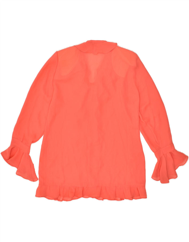 VINTAGE Womens See Through Ruffle Front Shirt UK 14 Large Orange | Vintage Vintage | Thrift | Second-Hand Vintage | Used Clothing | Messina Hembry 