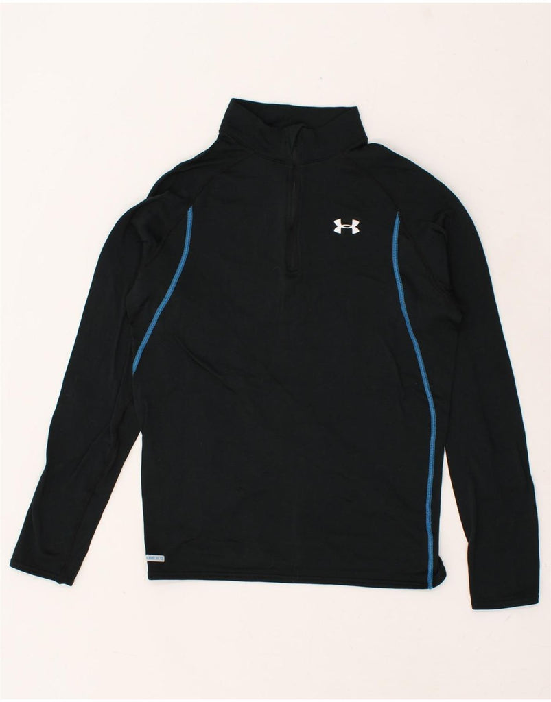 UNDER ARMOUR Womens Zip Neck Pullover Tracksuit Top UK 14 Medium Black | Vintage Under Armour | Thrift | Second-Hand Under Armour | Used Clothing | Messina Hembry 