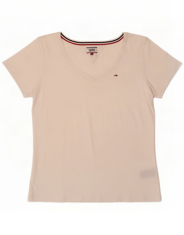 Tommy Hilfiger Womens T-Shirt Top UK 14 Medium White Cotton