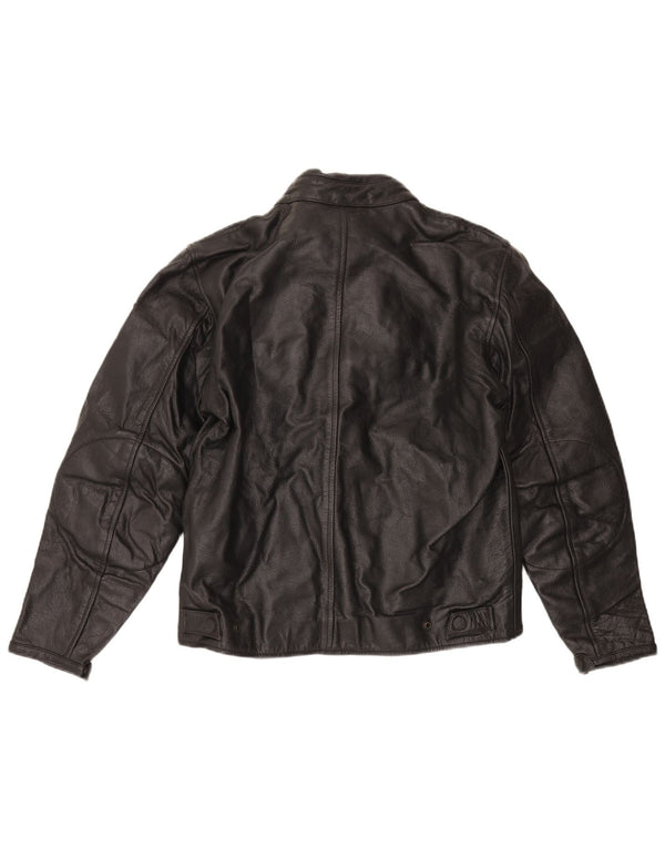 Vintage Womens Leather Racer Jacket UK 16 Large Black