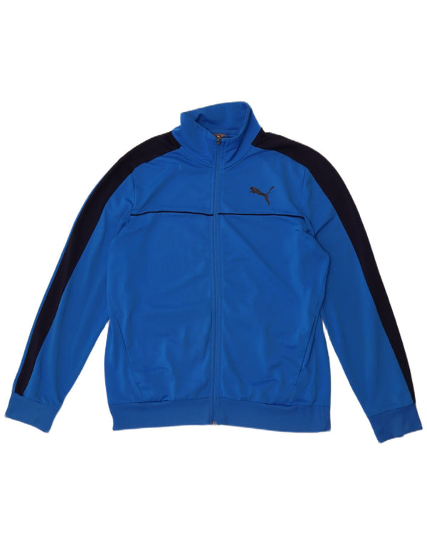 Puma Mens Tracksuit Top Jacket Large Blue Colourblock Polyester