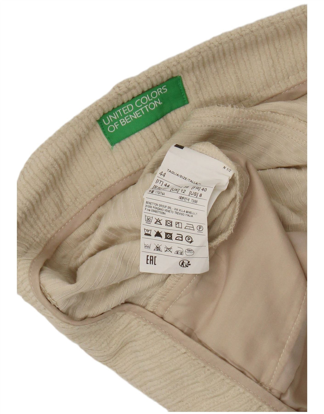 Benetton Womens Corduroy Shorts UK 12 Medium W28  Beige Polyester