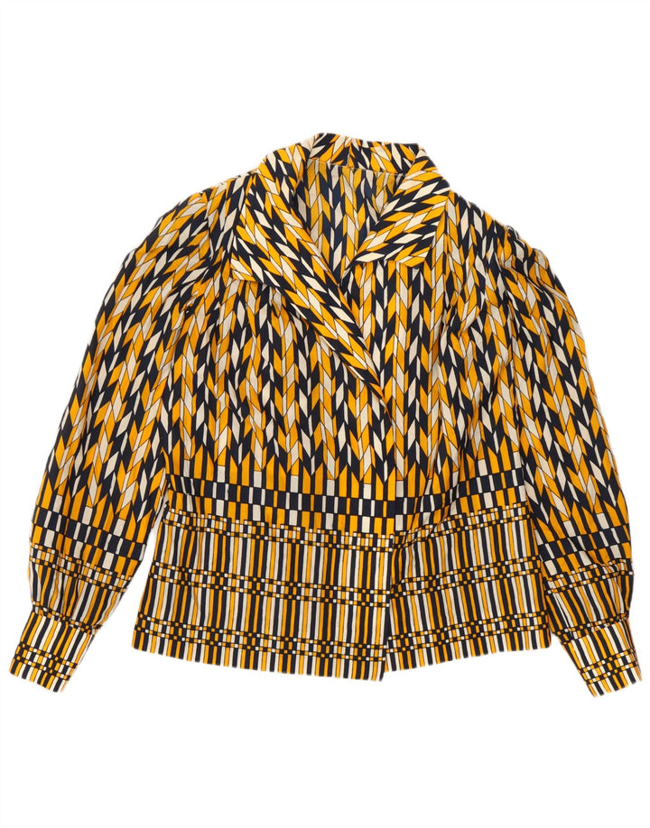 Vintage Womens Blazer Jacket UK 8 Small Yellow Geometric