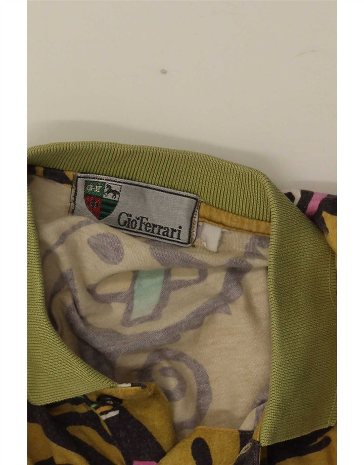 gio ferrari Mens Polo Shirt Medium Yellow Geometric