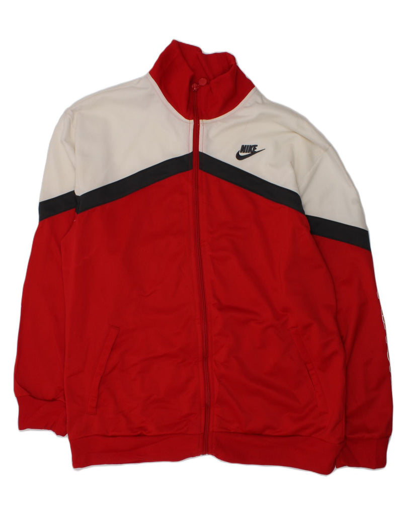 NIKE Boys Tracksuit Top Jacket 13-14 Years XL Red Colourblock Polyester | Vintage Nike | Thrift | Second-Hand Nike | Used Clothing | Messina Hembry 