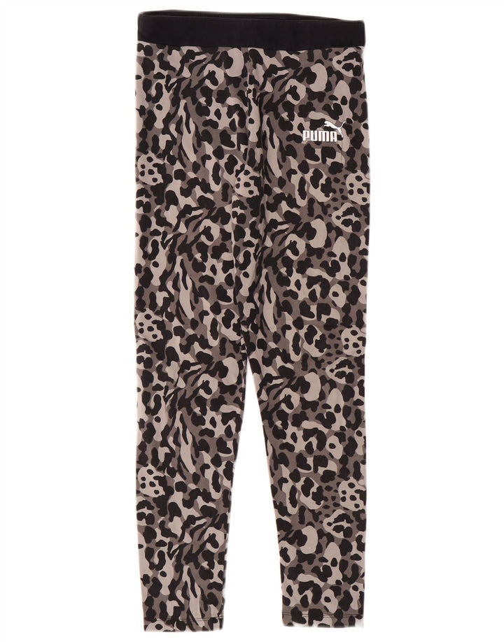 Puma Girls Leggings 11-12 Years  Grey Animal Print Cotton