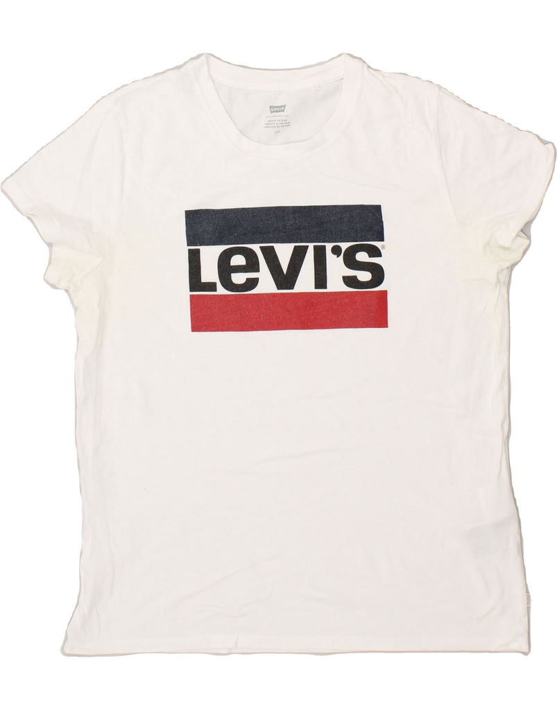 LEVI'S Womens Graphic T-Shirt Top UK 16 Large White Cotton | Vintage Levi's | Thrift | Second-Hand Levi's | Used Clothing | Messina Hembry 