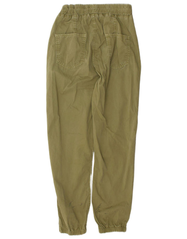 Zara Womens Joggers Trousers XS W24 L26 Khaki Cotton