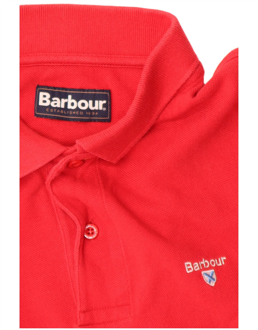Barbour Mens Polo Shirt Large Red Cotton
