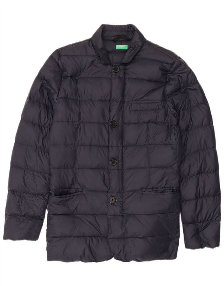 Benetton Mens Padded Jacket IT 44 XS Navy Blue Polyamide