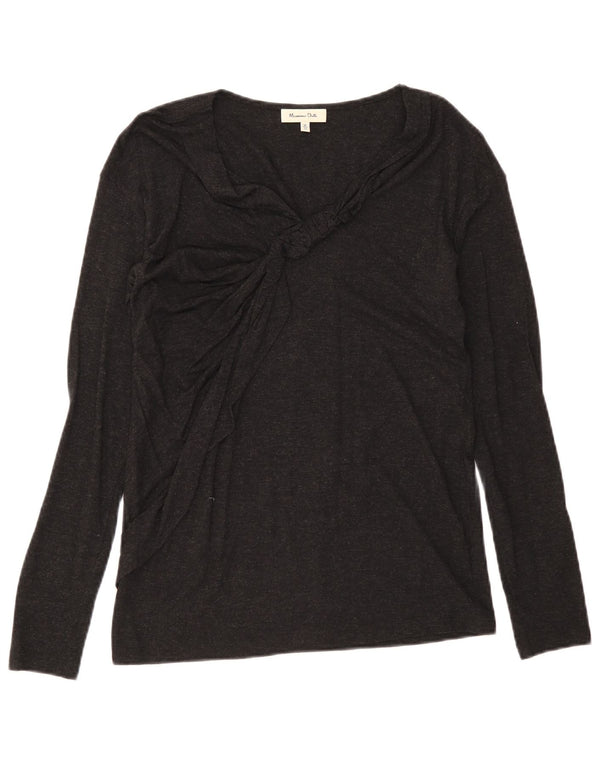 Massimo Dutti Womens Top Long Sleeve UK 12 Medium Black