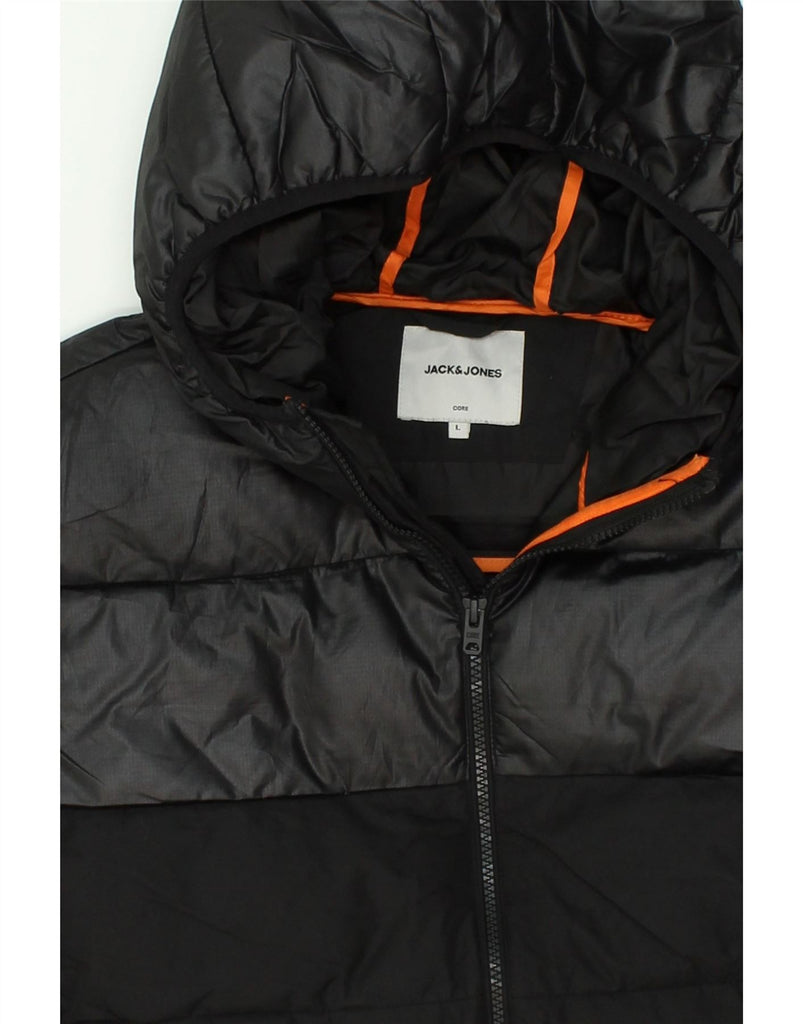 JACK & JONES Mens Core Hooded Padded Jacket UK 40 Large Black | Vintage Jack & Jones | Thrift | Second-Hand Jack & Jones | Used Clothing | Messina Hembry 